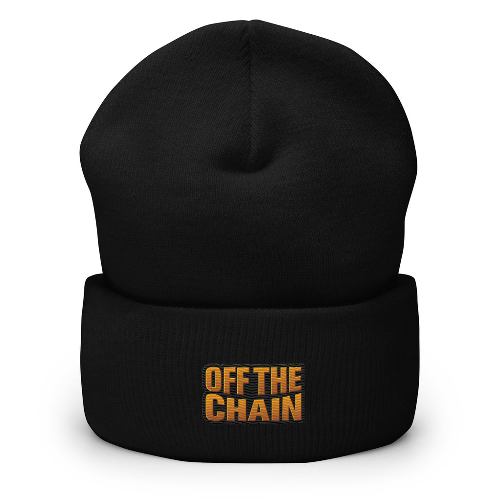 OTC Cuffed Beanie black front view – Off The Chain basketball streetwear Australia