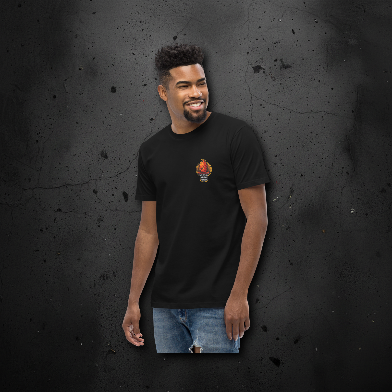 OTC Flame Tee black angled view – Off The Chain basketball streetwear Australia